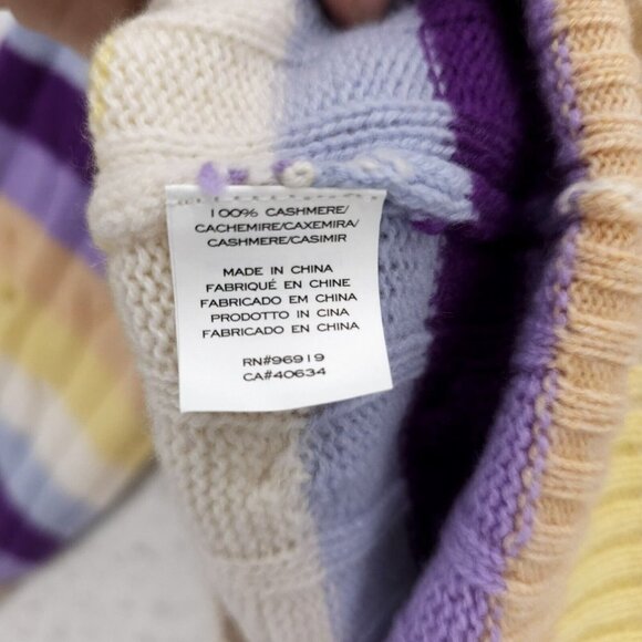 NWT MARC JACOBS 100% Cashmere Cable Knit DISTRESSED Sweater Striped Size LARGE - Picture 8 of 9